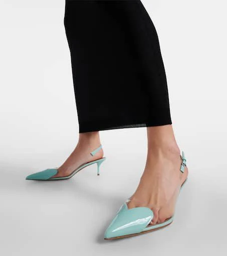 商品Alaïa|Le Cœur漆皮与PU材质露跟高跟鞋,价格¥10961,第4张图片详细描述