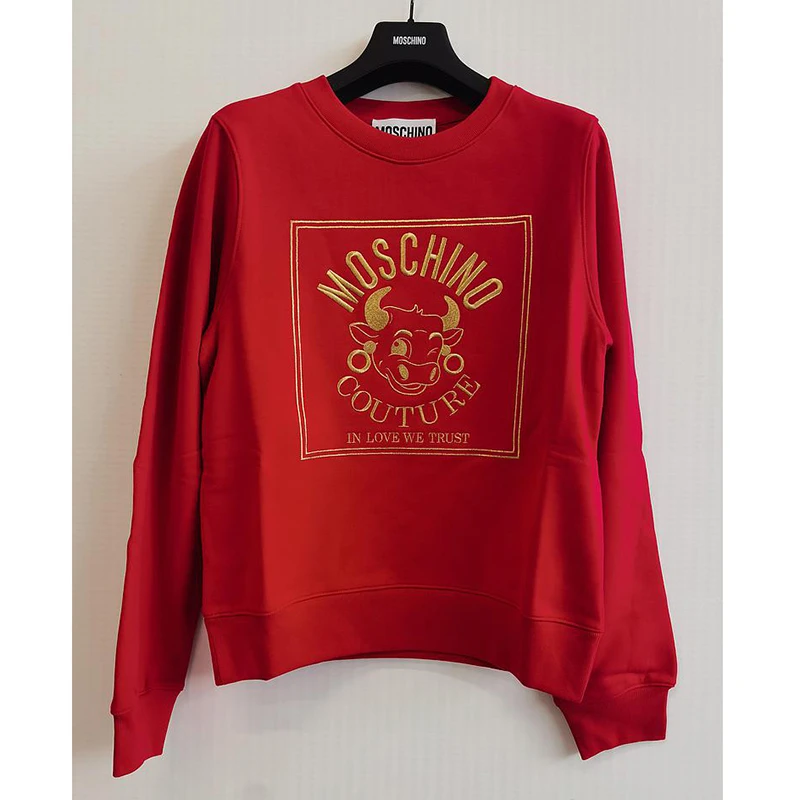 商品Moschino|MOSCHINO 女士红色牛图案卫衣 D1A1777-1027-1112,价格¥1781,第1张图片