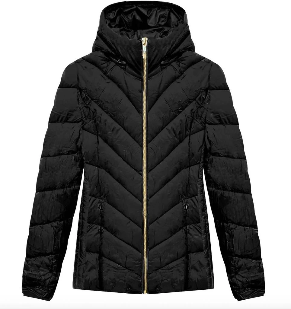 商品Michael Kors|Chevron Quilted Short Packable Jacket In Black,价格¥1326,第1张图片