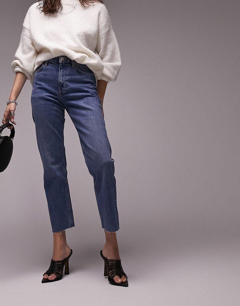 Topshop straight jeans in mid blue商品第4张图片规格展示