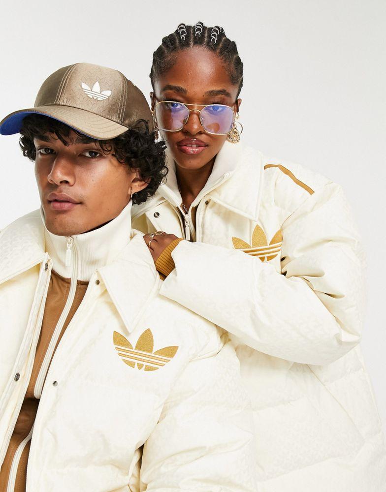 adidas Originals 'adicolor 70s' unisex monogram puffer jacket in off white商品第3缩略图预览