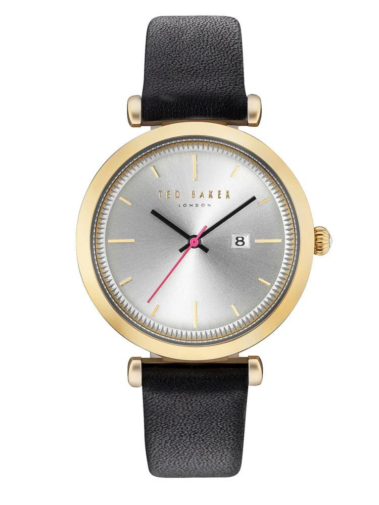 商品Ted Baker London|Ava Round Goldtone Stainless Steel Analog Leather Strap Watch,价格¥495,第1张图片