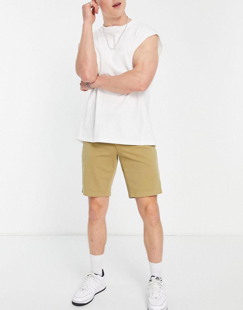 Calvin Klein garment dyed chino shorts with belt in tan商品第4张图片规格展示
