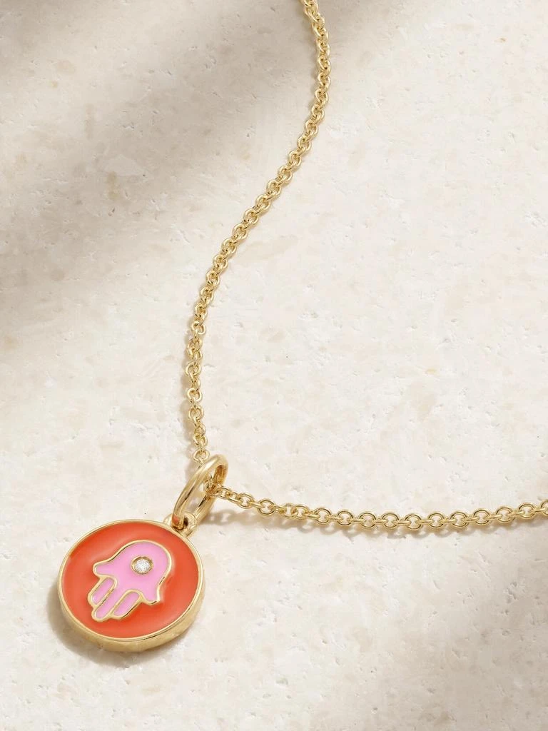 商品Sydney Evan|Tiny Hamsa 14k 黄金、搪瓷、钻石项链,价格¥5240,第1张图片