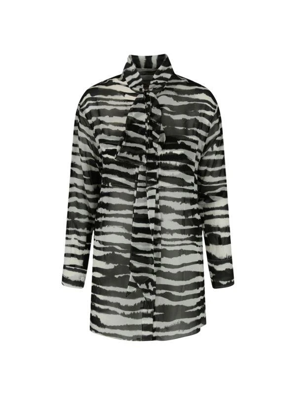 商品Burberry|Watercolor Zebra Print Silk Chiffon Shirt,价格¥1942,第1张图片