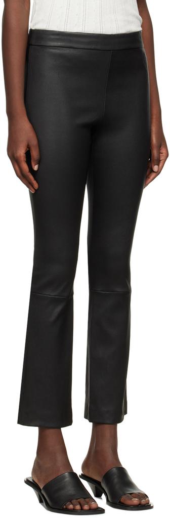 Black Slim Kick Leather Pants商品第2张图片规格展示