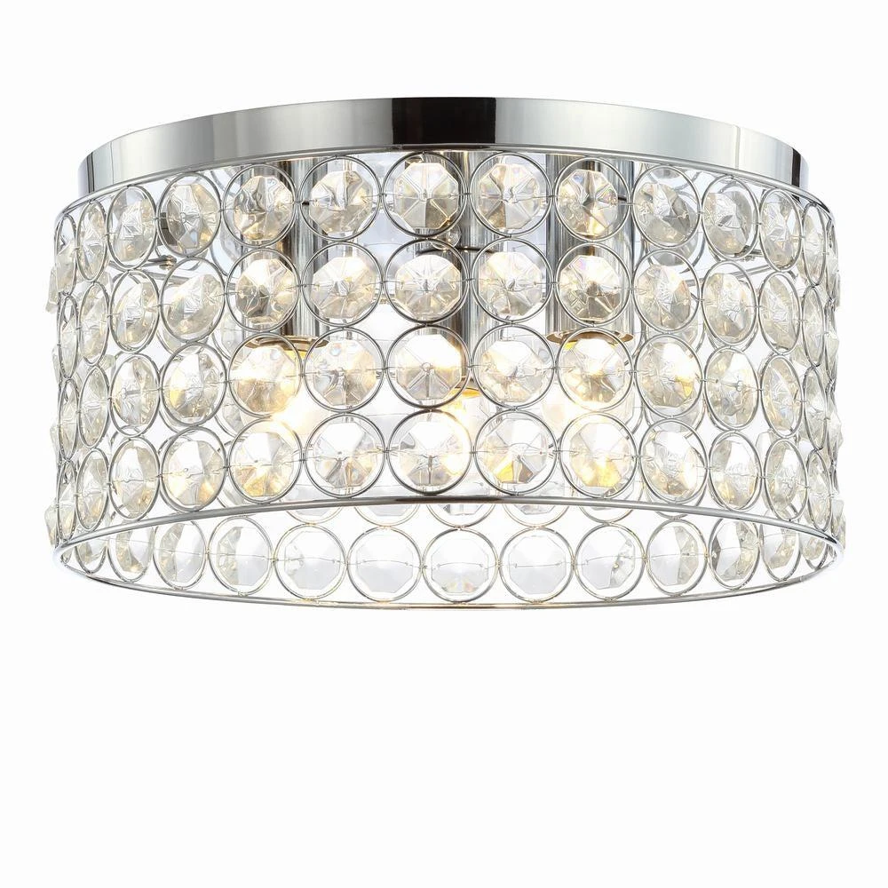 商品JONATHAN Y|Ellen 15" 3-Light Crystal/Metal LED Flush Mount,价格¥1059,第2张图片详细描述