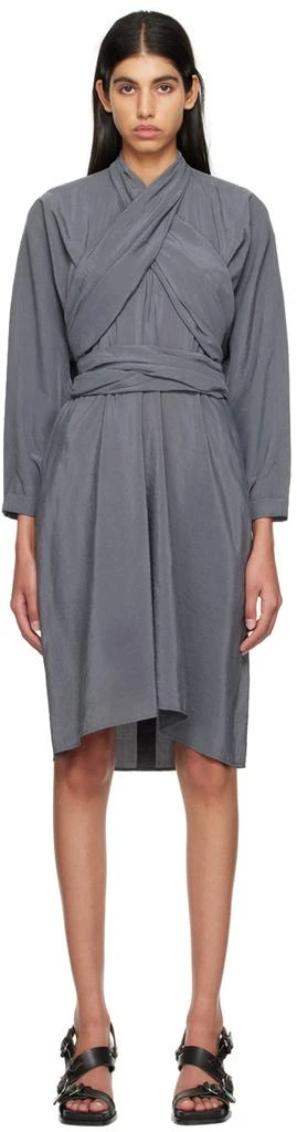 商品Lemaire|Gray Knotted Midi Dress,价格¥3956,第1张图片