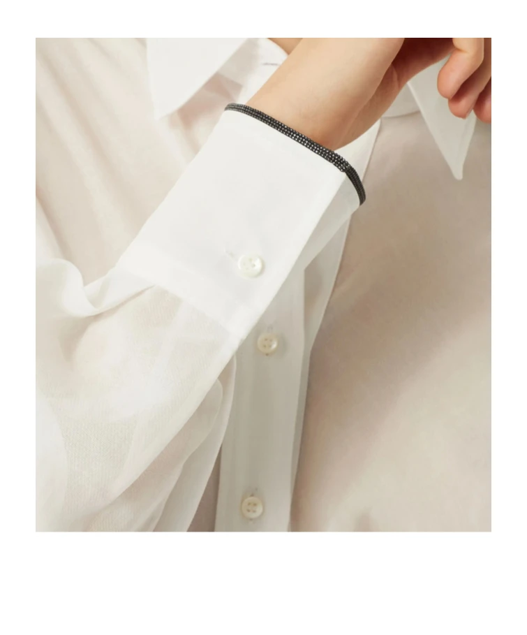 商品Brunello Cucinelli|Brunello Cucinelli 女士衬衫 MH760NL446C100 白色,价格¥9015,第5张图片详细描述