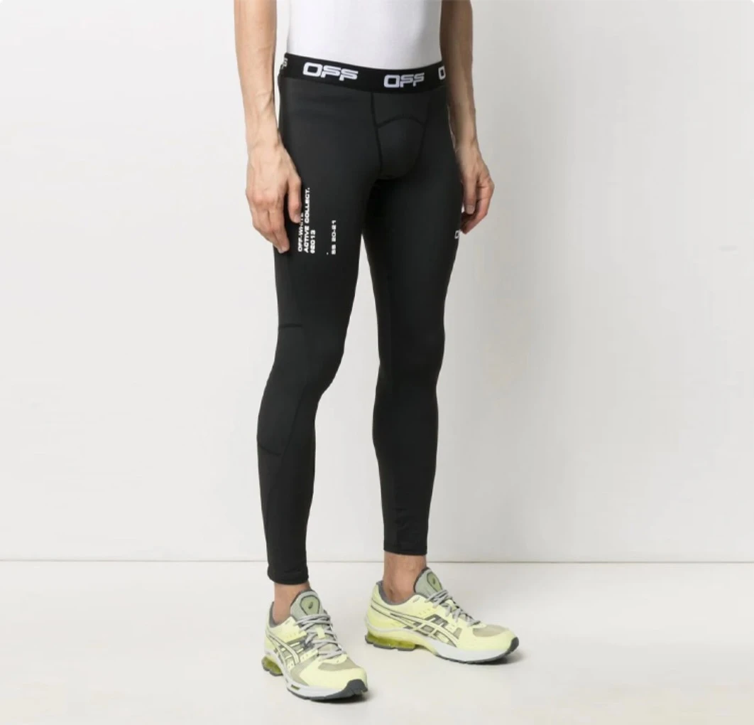 Logo裤腰运动打底裤 修身版型 男款 黑色  OMVG009V21FAB001-1001 商品