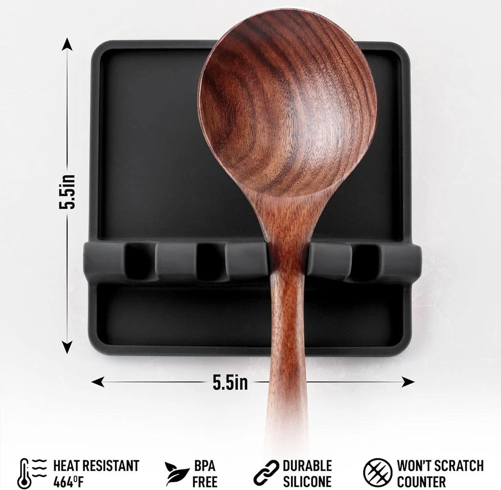 商品Zulay Kitchen|Silicone Utensil Rest - BPA-Free, Durable Spoon Rest with Drip Pad,价格¥125,第3张图片详细描述