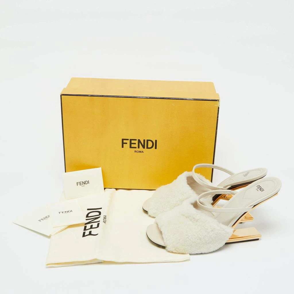 Fendi Off White Lamb Fur and Leather First Heel Mules Size 40 商品