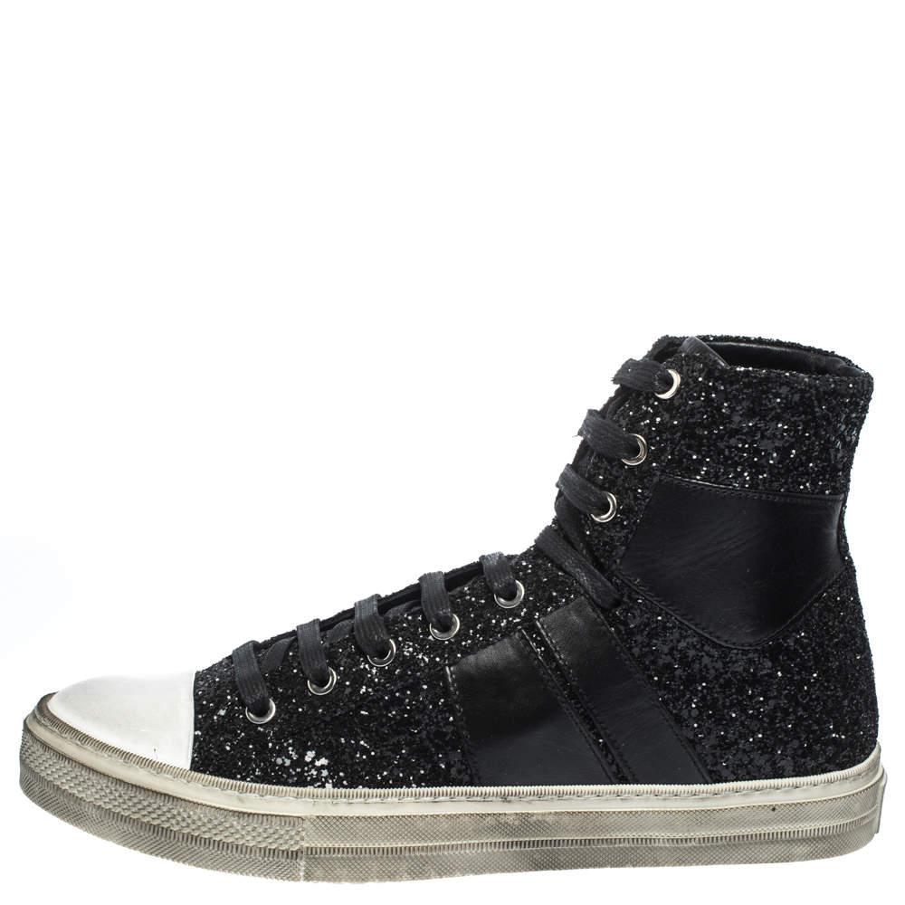 Amiri Black Glitter and Leather Vintage Sunset High Top Sneakers Size 42商品第2张图片规格展示