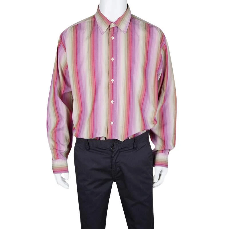 商品[二手商品] Tommy Hilfiger|Tommy Hilfiger Multicolor Striped Cotton Long Sleeve Button Front Shirt XL,价格¥891,第2张图片详细描述