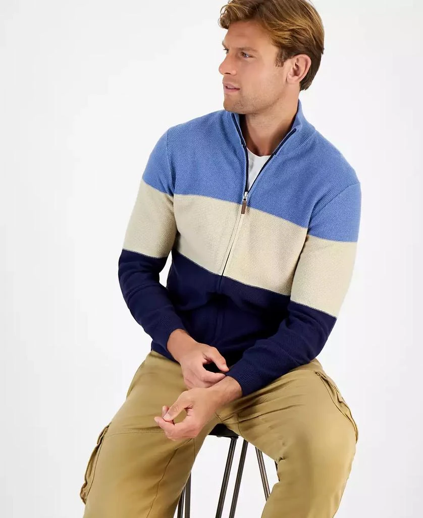 商品Club Room|Men's Tri-Block Full-Zip Sweater, Created for Macy's,价格¥140,第2张图片详细描述