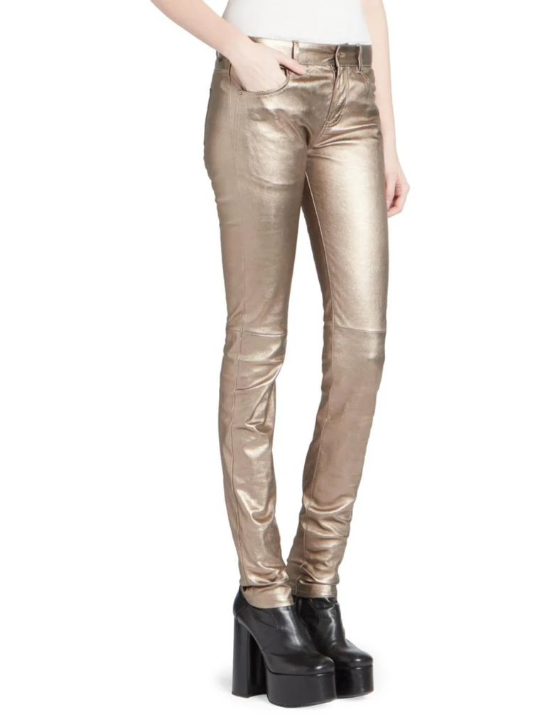 商品Yves Saint Laurent|Mid Rise Metallic Leather Pants,价格¥5983,第3张图片详细描述