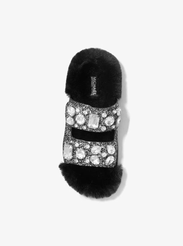 商品Michael Kors|Stark Embellished Glitter and Faux Fur Slide Sandal,价格¥221,第3张图片详细描述