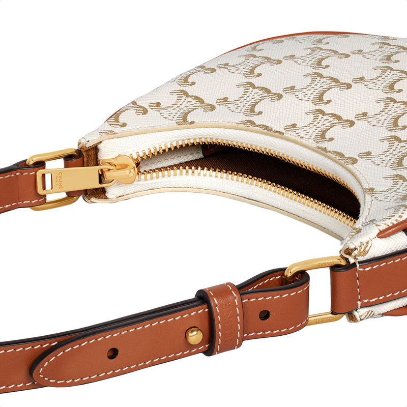 【预售3-7天】CELINE/赛琳 22春夏新款AVA系列 女士迷你白色凯旋老花牛皮革黄褐色肩带腋下单肩包10I602DS1.01TA商品第5张图片规格展示