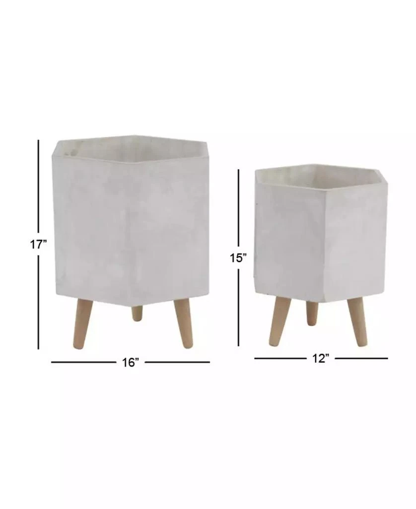 商品CosmoLiving|by Cosmopolitan Set of 2 White Polystone Contemporary Planter, 15", 17",价格¥591,第3张图片详细描述