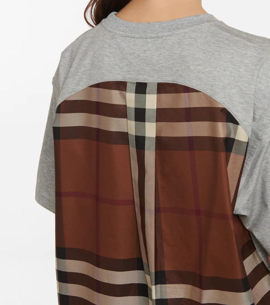 商品Burberry|Check-panel cotton-blend T-shirt,价格¥3339,第6张图片详细描述