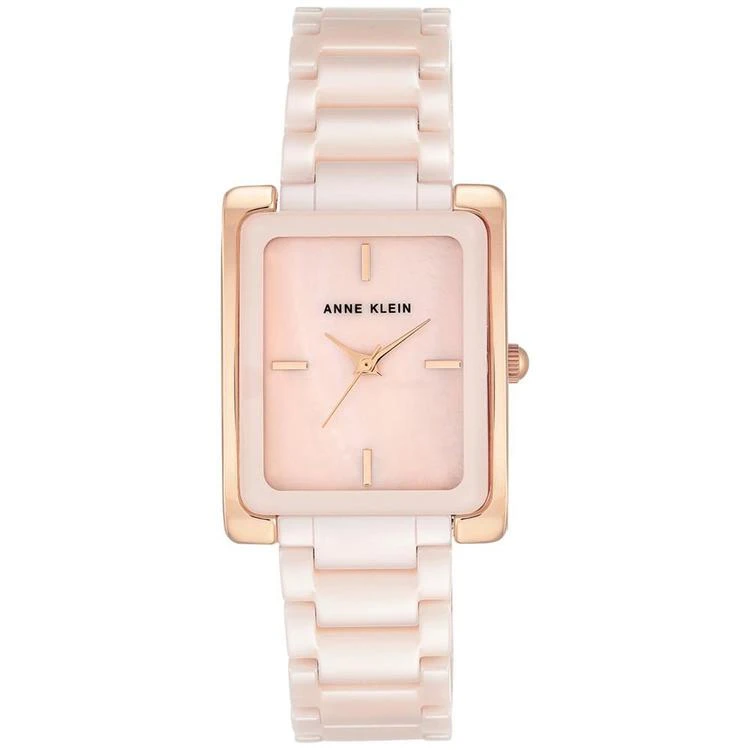 商品Anne Klein|Women's Light Pink Ceramic Bracelet Watch 28x35mm AK-2952LPRG,价格¥408,第1张图片
