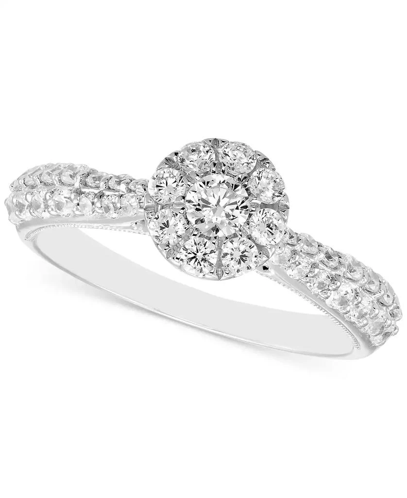 商品Macy's|Diamond Halo Engagement Ring (3/4 ct. t.w.)i n 14k White Gold,价格¥6497,第1张图片