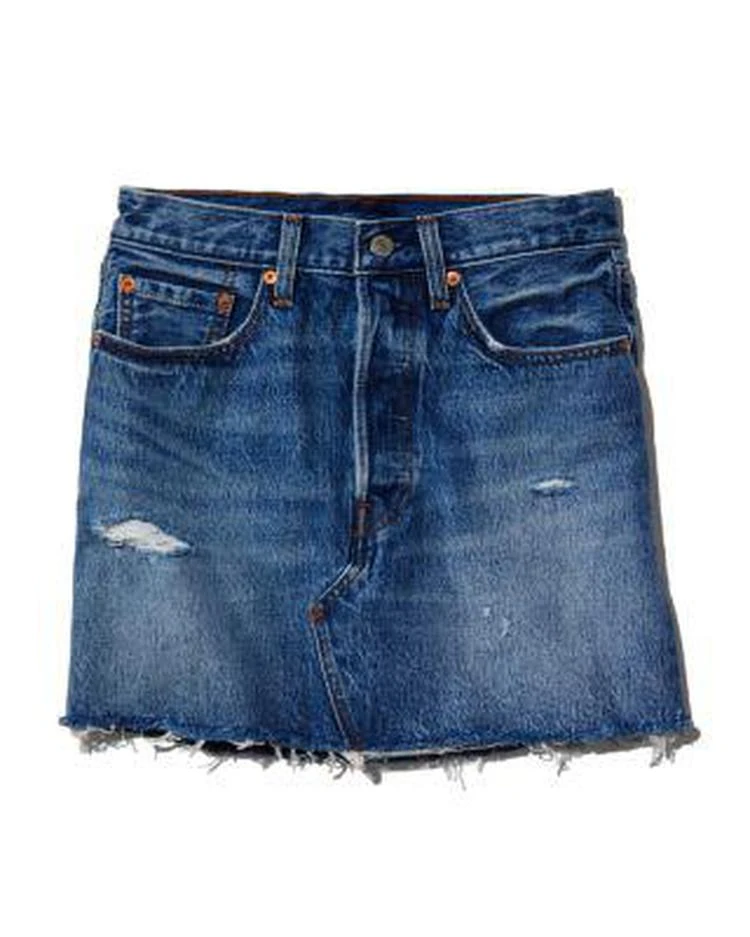 商品Levi's|牛仔迷你裙 Deconstructed Denim Mini Skirt in Hole in One,价格¥218,第3张图片详细描述