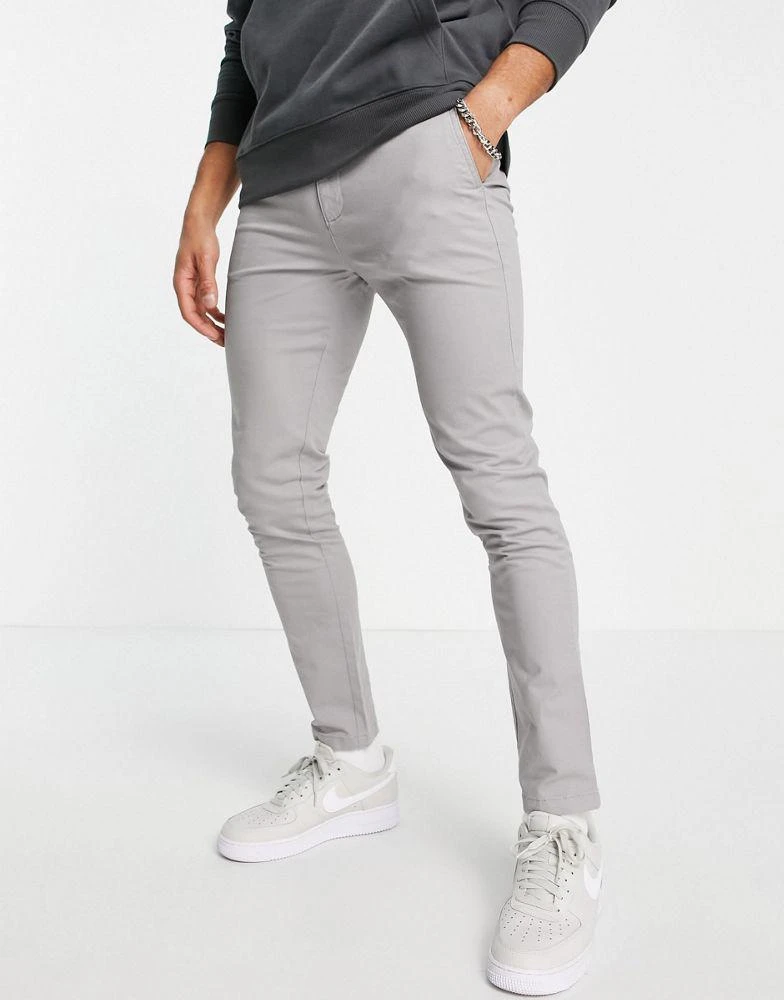 商品Topman|Topman stretch skinny chinos in light grey,价格¥173,第1张图片