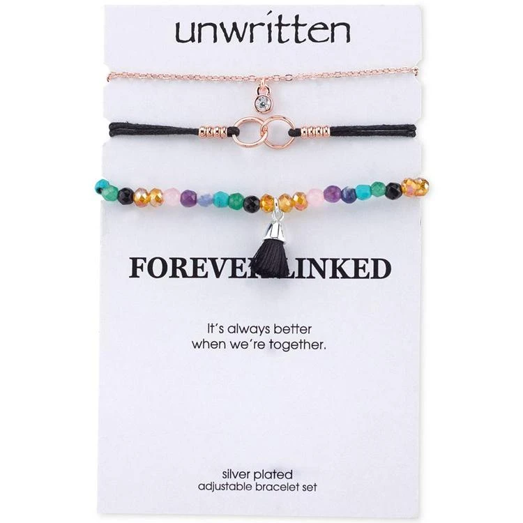 商品Unwritten|3-Pc. Set Two-Tone Crystal, Cord & Bead Adjustable Bracelets,价格¥105,第2张图片详细描述