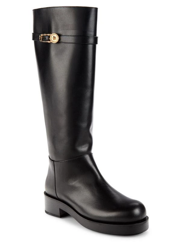 商品Versace|Leather Knee High Boots,价格¥5588,第2张图片详细描述