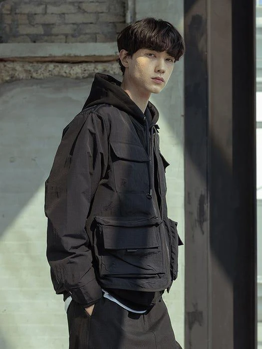 商品MASSNOUN|Cartridge Collarless Jacket Black,价格¥1118,第3张图片详细描述