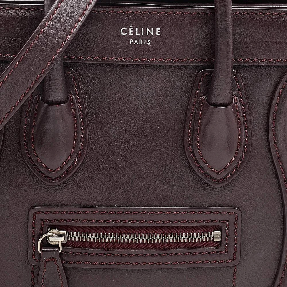 商品[二手商品] Celine|Celine Burgundy Leather Nano Luggage Tote,价格¥6657,第5张图片详细描述