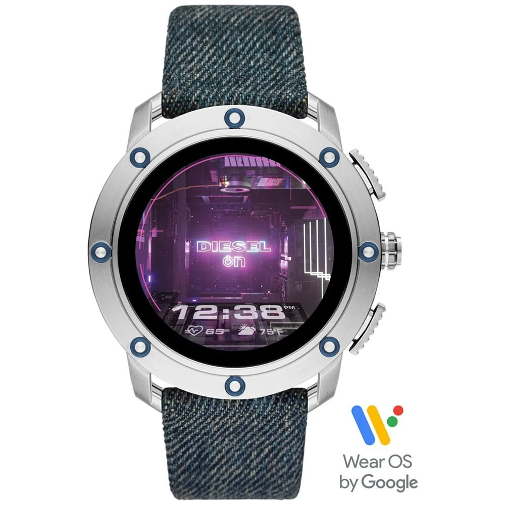 商品Diesel|Tech Men's Axial Denim Blue Fabric Strap Touchscreen Smart Watch 48mm, Powered by Wear OS by Google™,价格¥1954,第1张图片