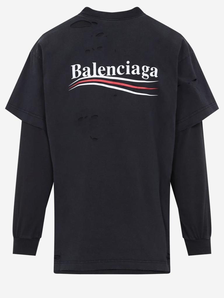 【関税&送料込】Balenciaga Slate Cotton T-Shirt Balenciaga Logo Tee, Size S