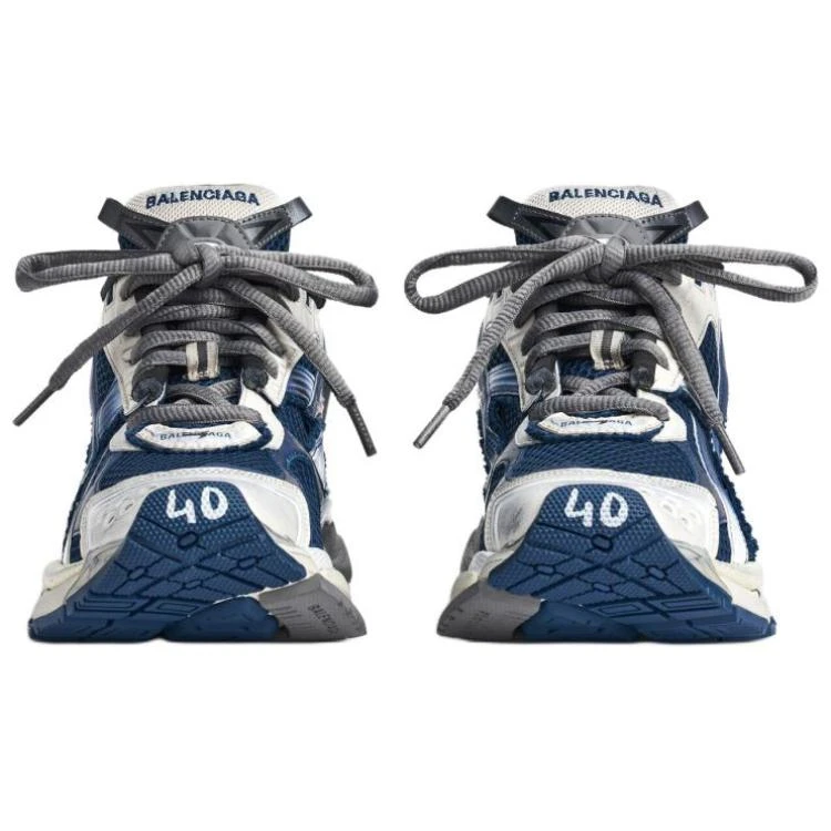 商品[国内直发] Balenciaga|巴黎世家 Runner Gradient 做旧款 圆头系带 低帮 生活休闲鞋 男款 蓝色,价格¥6667,第5张图片详细描述