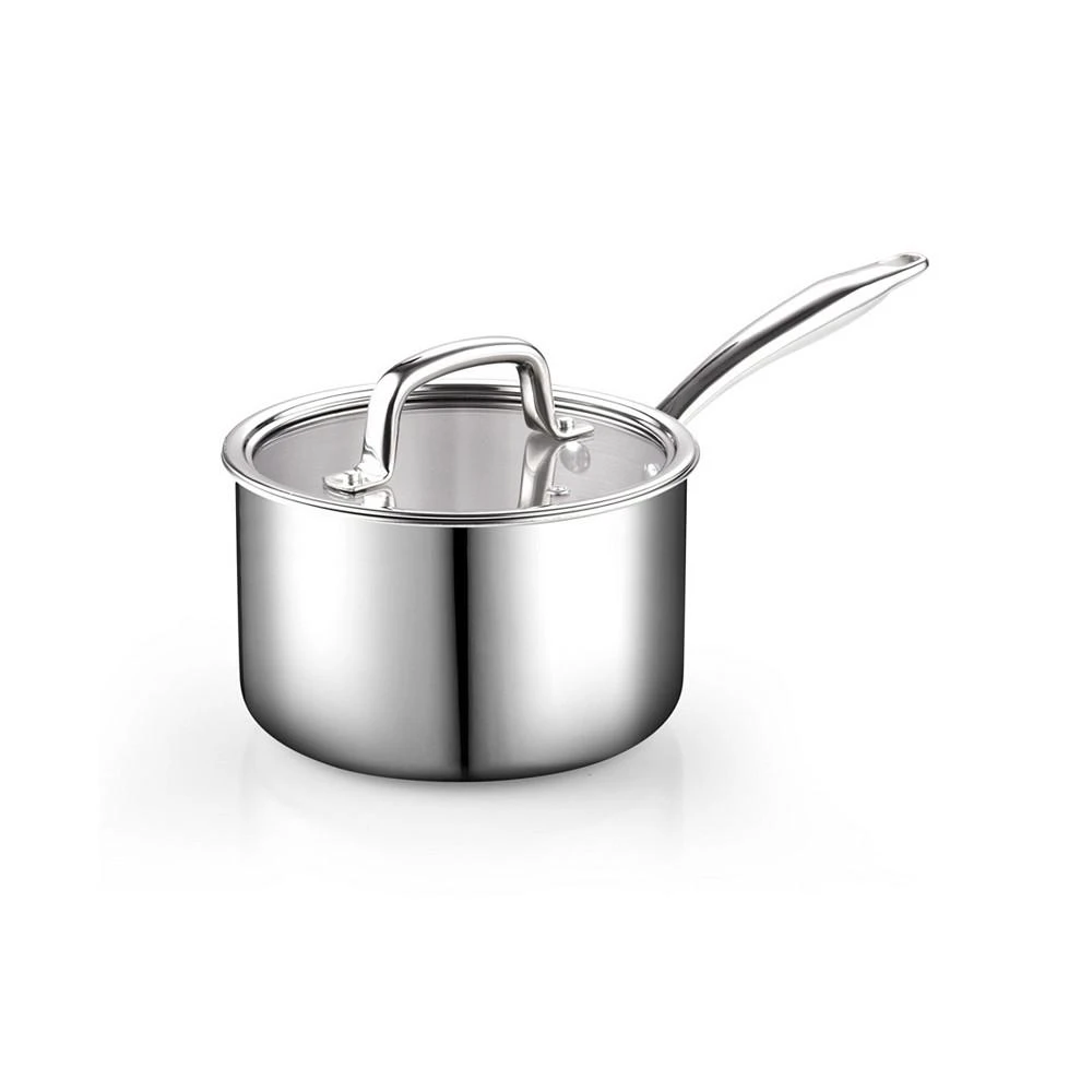 商品Cook N Home|Tri-Ply Clad Stainless Steel Sauce Pan with Lid, 3 Quart,价格¥538,第2张图片详细描述