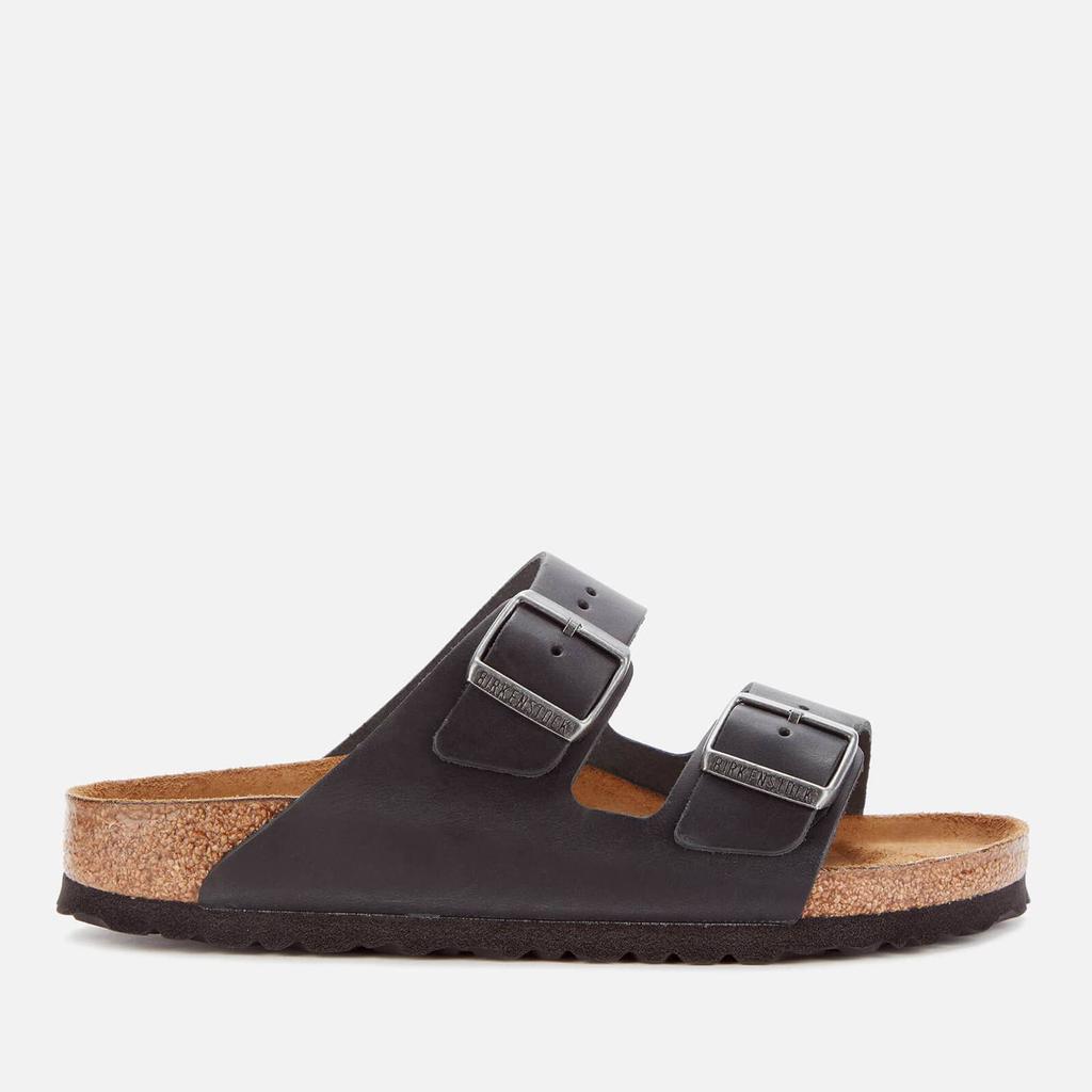 Birkenstock Women's Arizona Slim Fit Oiled Leather Double Strap Sandals - Black商品第1张图片规格展示