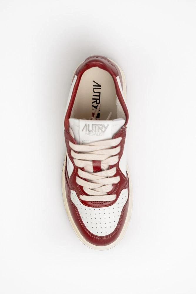 商品Autry|Medialist Low Sneakers In White/wine Bicolor Leather,价格¥1644,第4张图片详细描述
