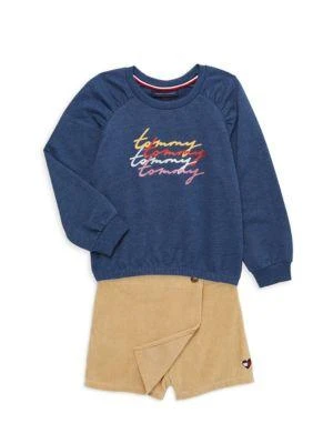 商品Tommy Hilfiger|Little Girl’s 2-Piece Sweatshirt & Corduroy Skort Set,价格¥244,第1张图片