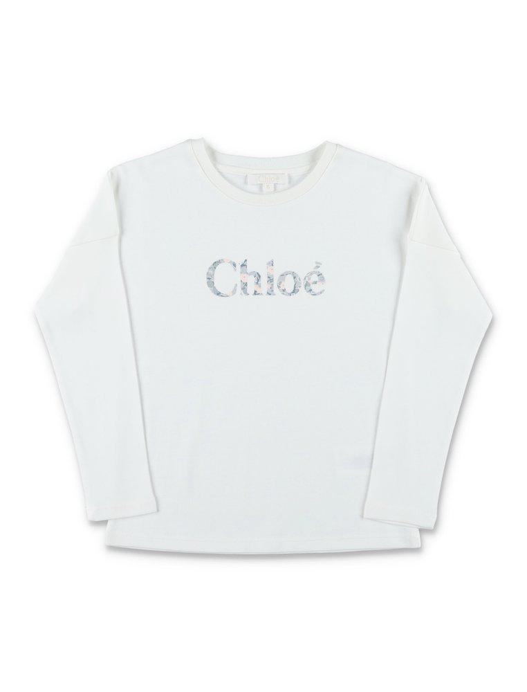 Chloé Kids Logo Printed Long-Sleeved T-Shirt商品第1张图片规格展示