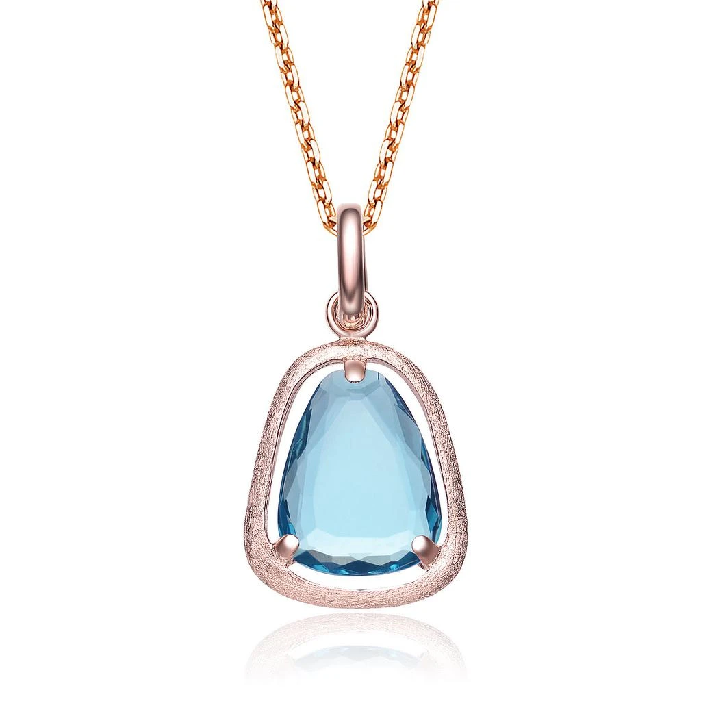 商品Genevive|Gv C.z. Sterling Silver Rose Plated Blue Topaz Drop Pendant,价格¥352,第1张图片