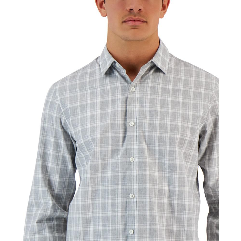 Men's Caro Classic-Fit Long-Sleeve Plaid Print Shirt, Created for Macy's商品第3张图片规格展示