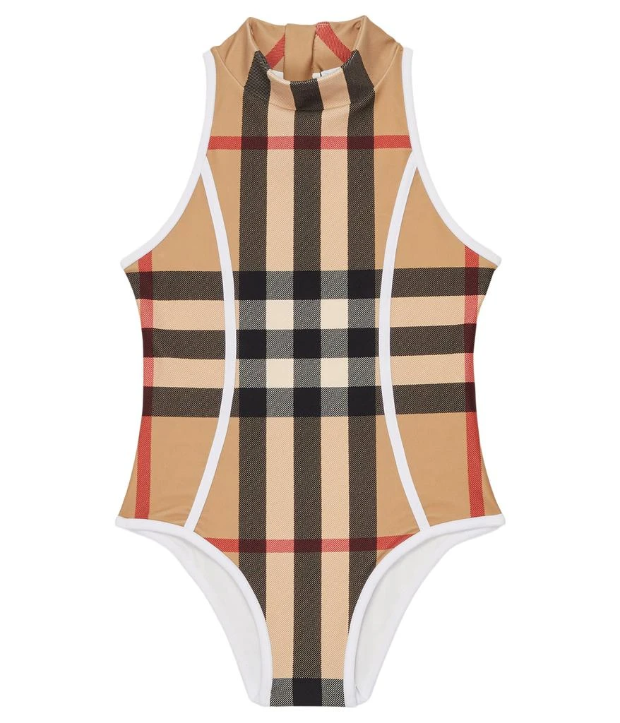 商品Burberry|Vine Check One-Piece Swimsuit (Little Kids/Big Kids),价格¥1859,第1张图片