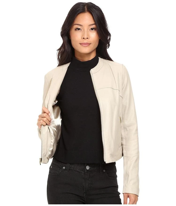 商品Via Spiga|Via Spiga Collarless Center Zip Leather Jacket,价格¥2500,第5张图片详细描述