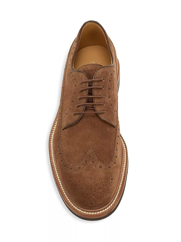 商品Brunello Cucinelli|Mens Suede Lace-Up Brogues in Chestnut,价格¥3574,第3张图片详细描述