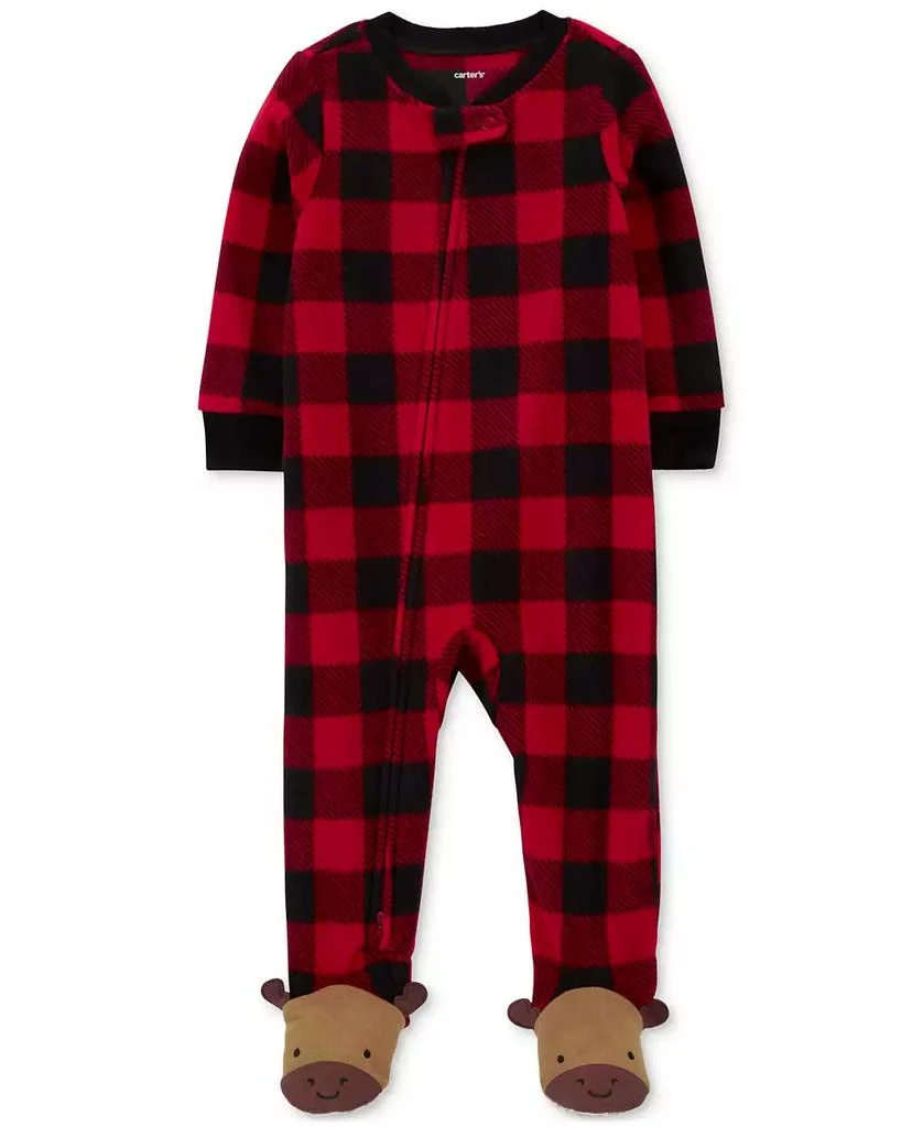 商品Carter's|Baby One-Piece Buffalo-Check Fleece Footed Pajamas,价格¥51,第1张图片