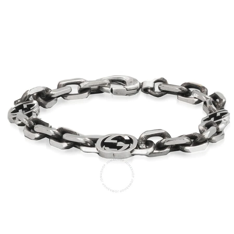 商品Gucci|Aged Silver Interlocking Double G Bracelet,价格¥2271,第1张图片