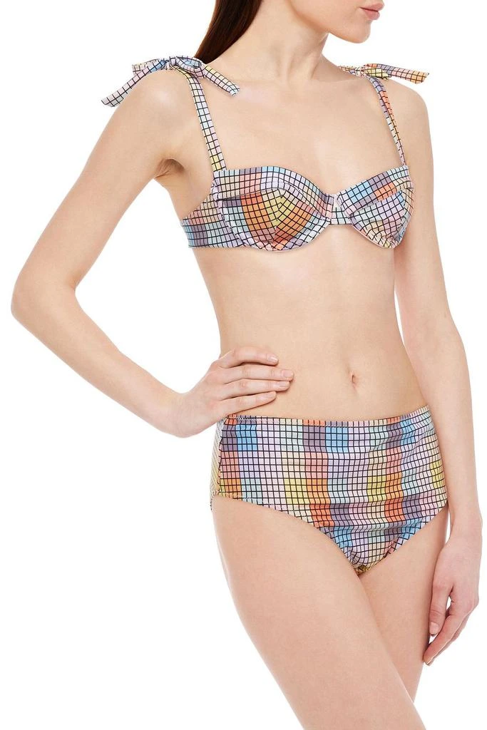商品Ganni|Tie-detailed checked bikini top,价格¥135,第4张图片详细描述