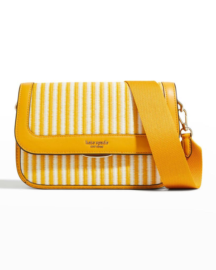 商品Kate Spade|buddie medium striped straw shoulder bag,价格¥2437,第1张图片