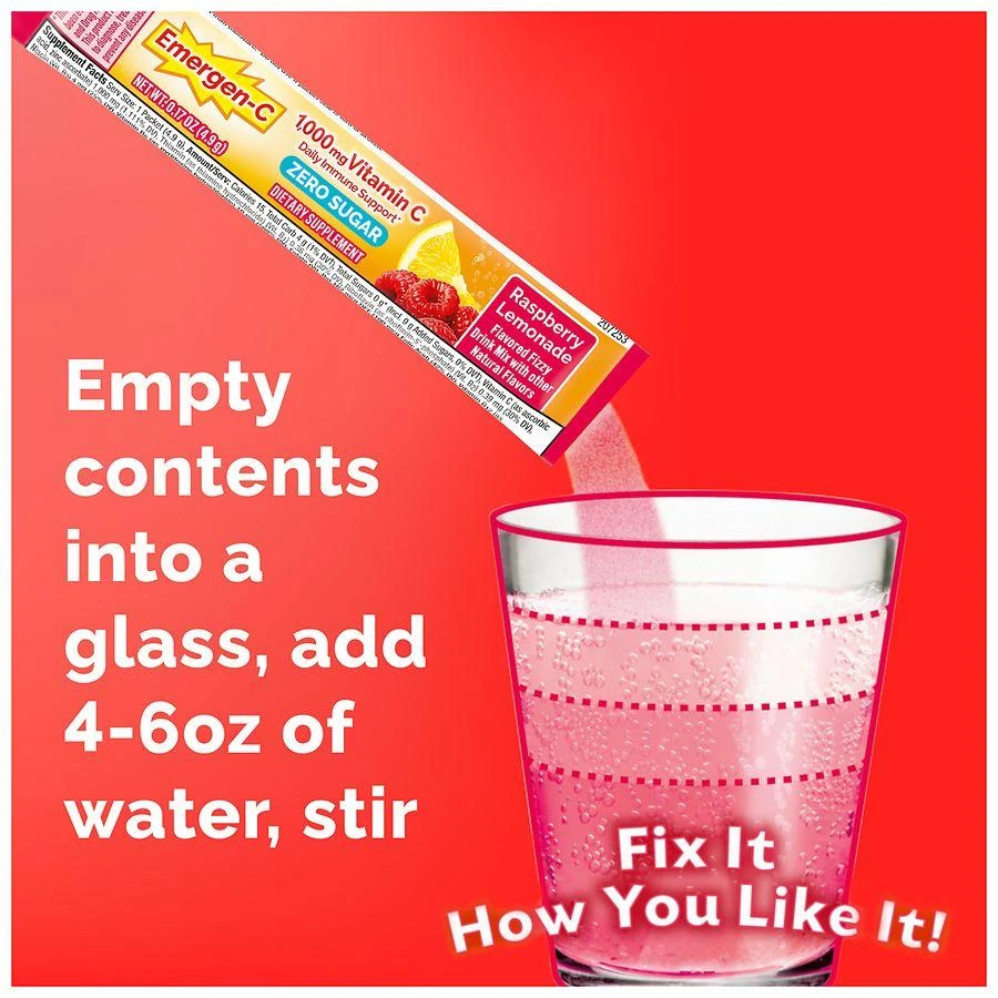 商品Emergen-C|Zero Sugar Immune Support Powder Raspberry Lemonade,价格¥140,第4张图片详细描述